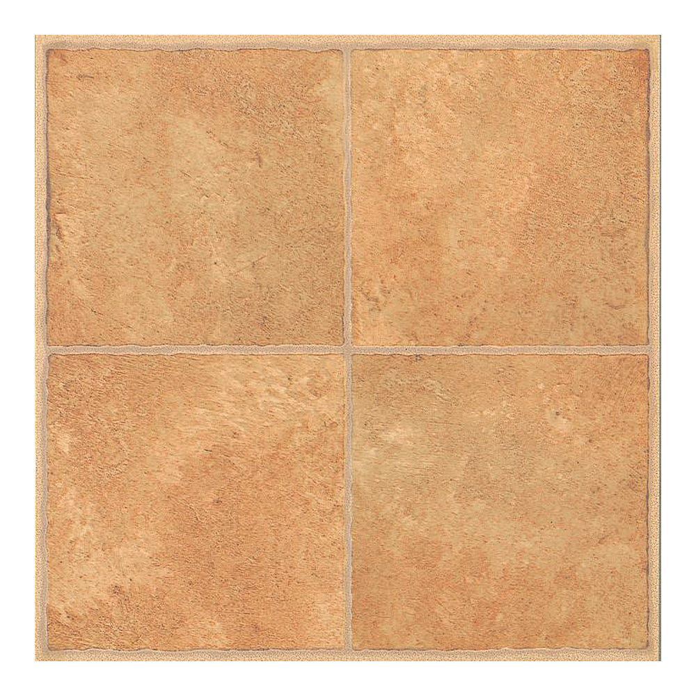 ProSource CL3681 Vinyl Floor Tile, 12 in L Tile, 12 in W Tile, Square Edge, Beige Inlay