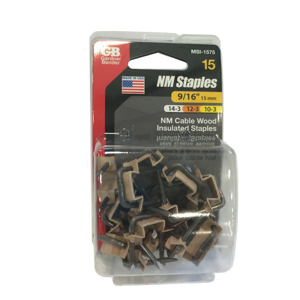 GB MSI-75 Metal Staple, 9/16 in W Crown, 1-1/4 in L Leg, Polyethylene, Graphite