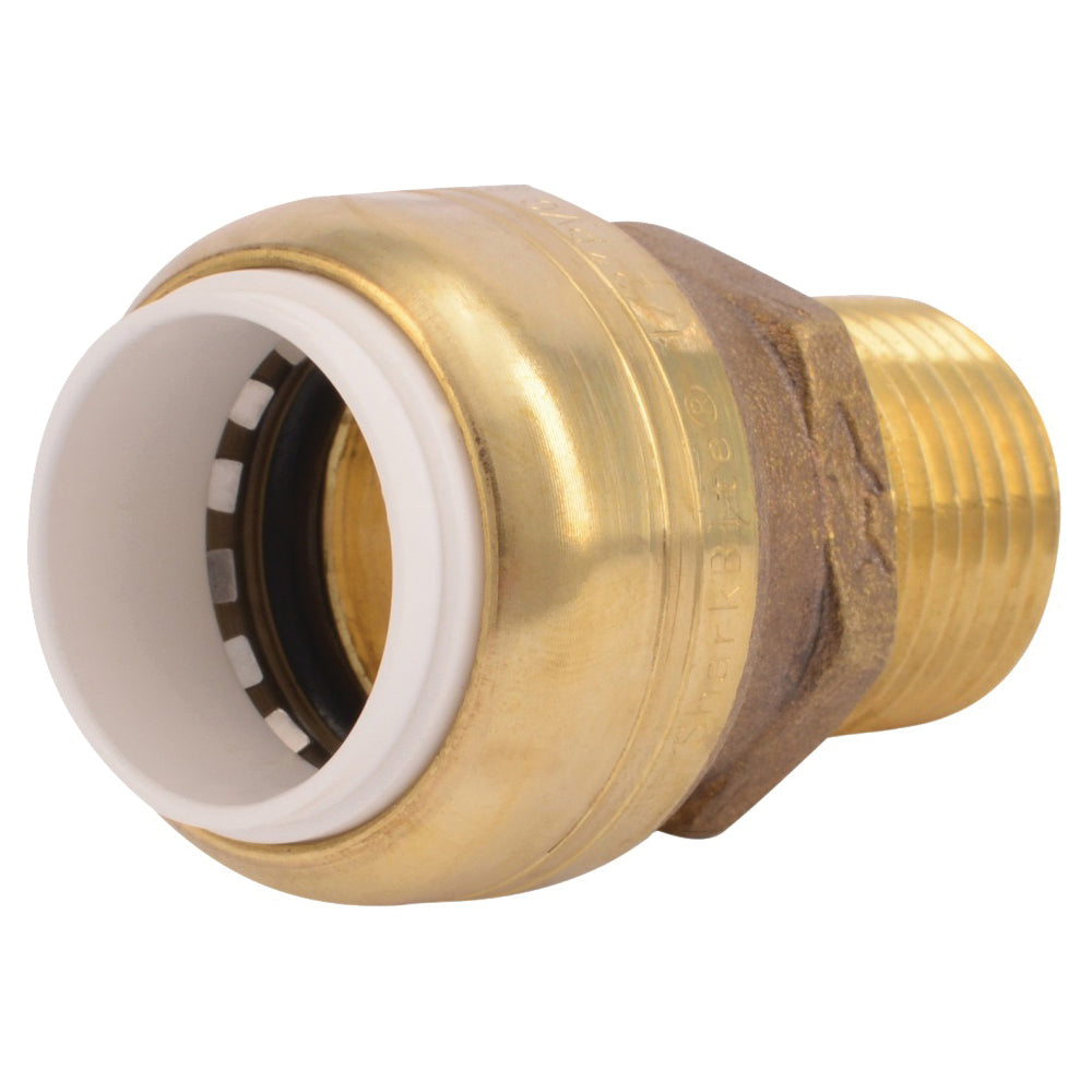 SharkBite UIP120A Pipe Connector, 1/2 in, Push-Fit x MNPT, Brass, SCH 40, SCH 80, SCH 180 Schedule, 200 psi Pressure