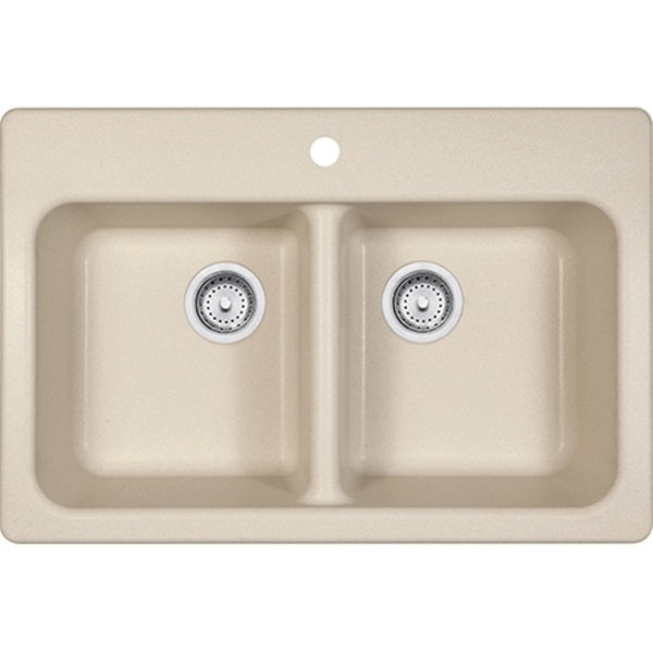 FRANKE Quantum Series FPC3322-1 Kitchen Sink, 1-Deck Hole, 33 in OAW, 22 in OAH, 8 in OAD, Granite, Champagne