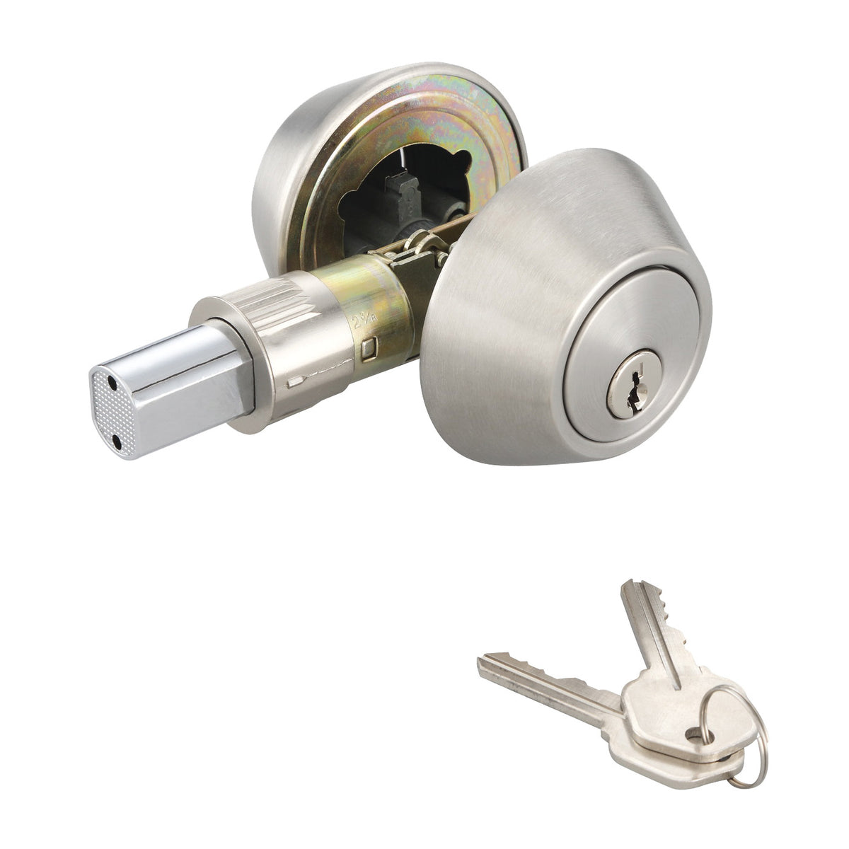 ProSource Deadbolt, 3 Grade, Stainless Steel, 2-3/8 to 2-3/4 in Backset, KW1 Keyway