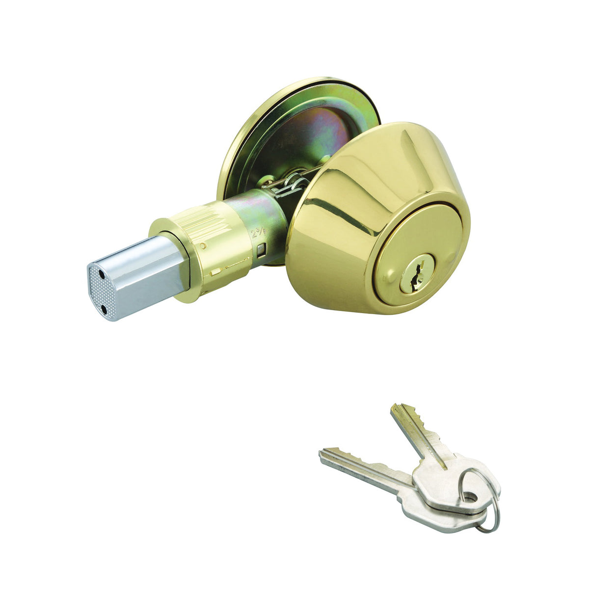 ProSource Signature Series Deadbolt, 3 Grade, Polished Brass, 2-3/8 to 2-3/4 in Backset, KW1 Keyway