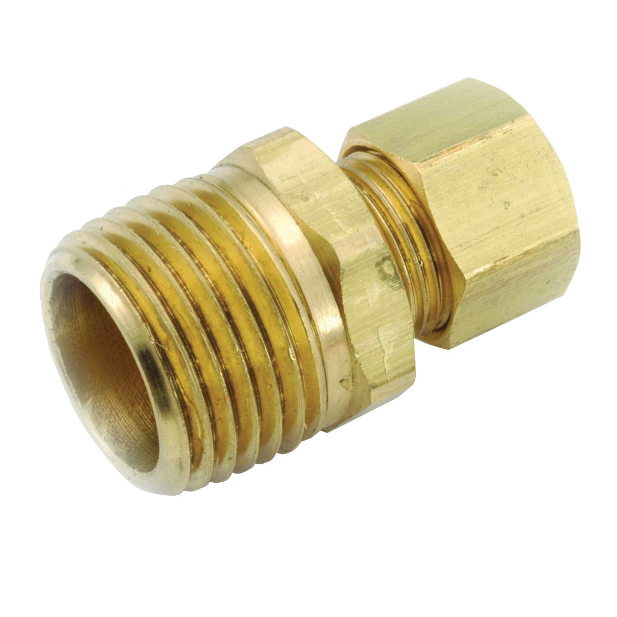 Anderson Metals 750068-0406 Pipe Connector, 1/4 x 3/8 in, Compression x MPT, Brass, 300 psi Pressure