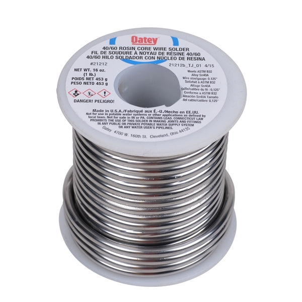 Oatey 21212 Rosin Core Solder, 1 lb, Solid, Silver, 361 to 460 deg F Melting Point