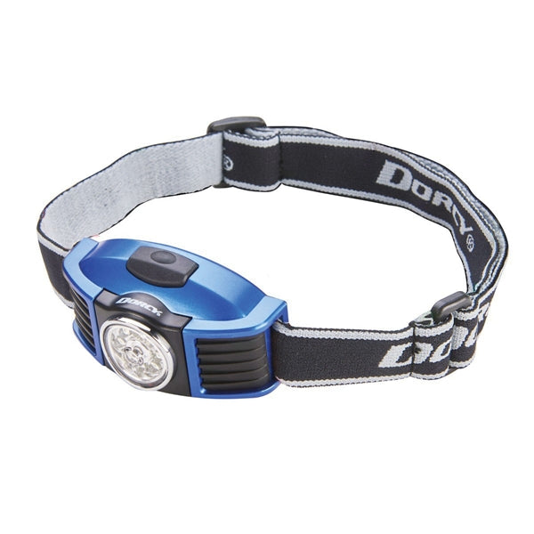 Dorcy 41-2093 Headlight, AAA Battery, LED Lamp, 100 Lumens, 10 hr Run Time, Black/Blue/Red