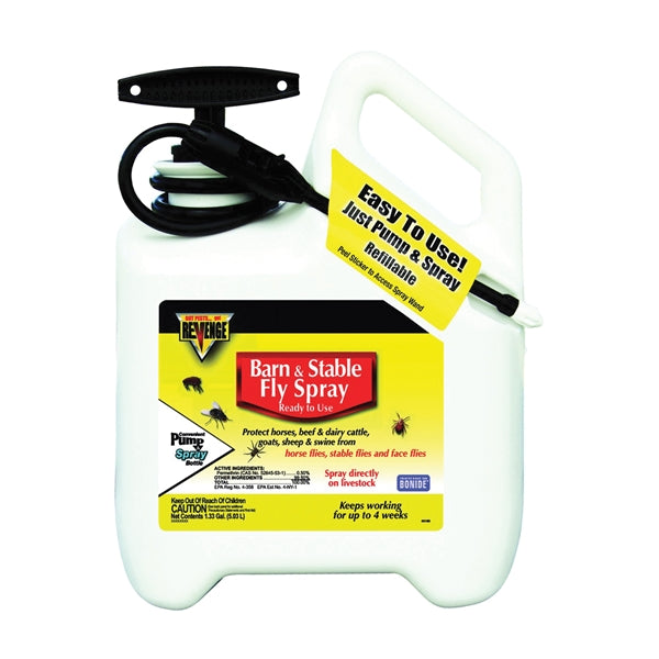 Bonide 46186 Barn and Stable Fly Spray, Liquid, Opaque White, Insecticide, 1.33 gal