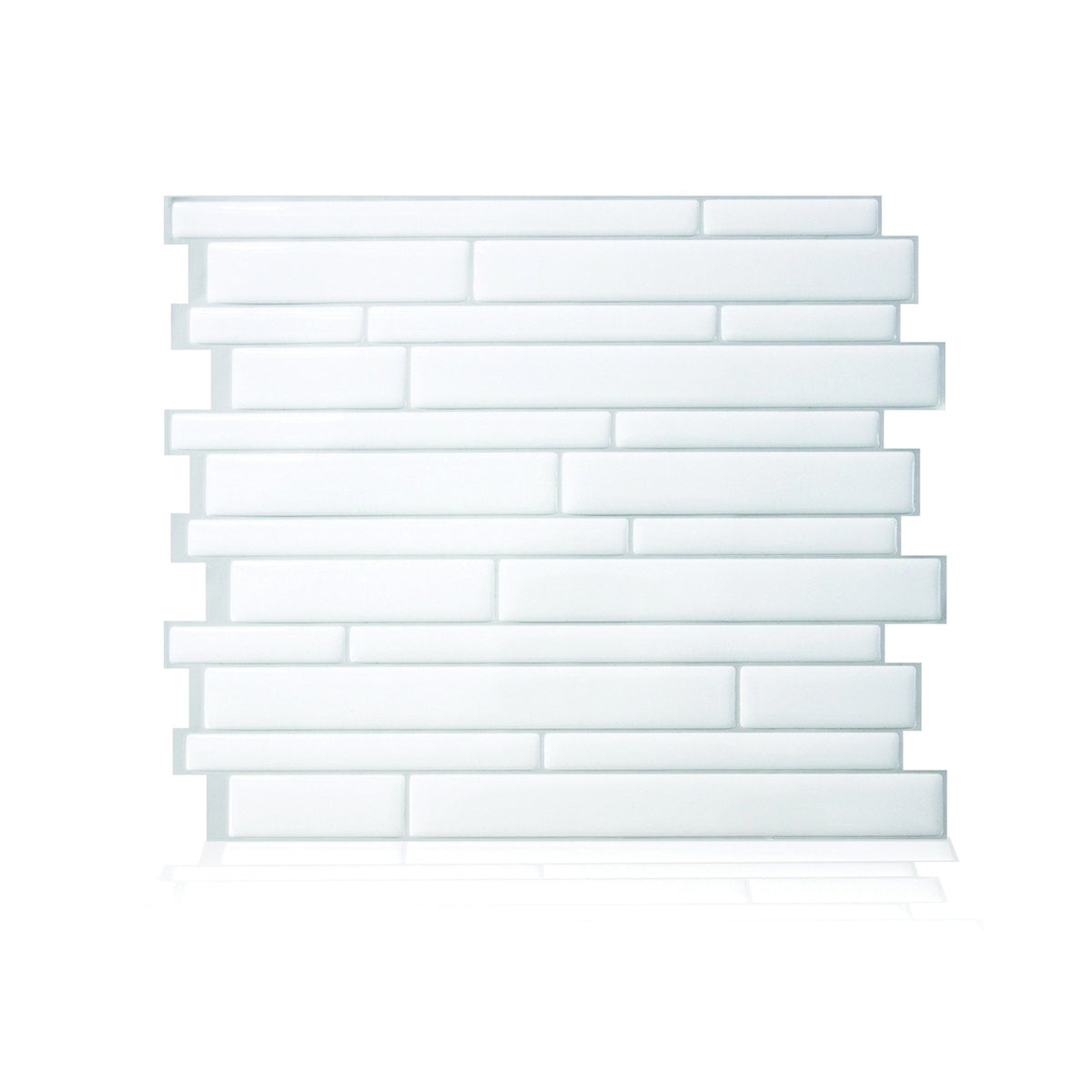 Smart Tiles SM1083-1 Wall Tile, 10.2 in L, 9.63 in W, 0.125 mm Thick, Vinyl, White, Blanco