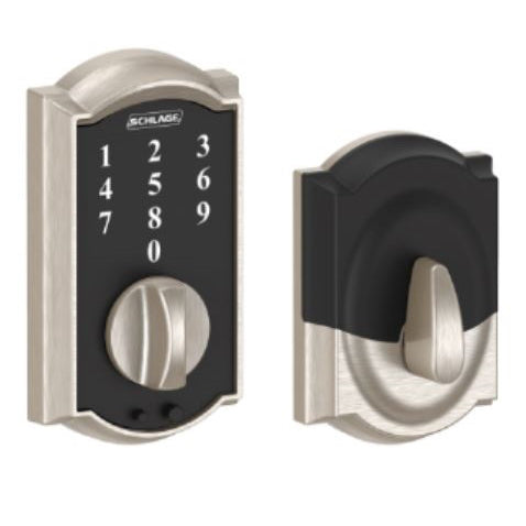 Schlage BE375 CAM 619 Deadbolt, 2 Grade, Satin Nickel, 2-3/8 x 2-3/4 in Backset, 1-3/8 to 1-3/4 in Thick Door