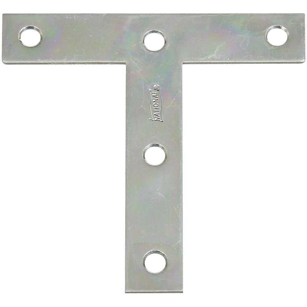 National Hardware V116 Series N113-753 T-Plate, 4 in L, 0.07 in Thick, Steel, Zinc