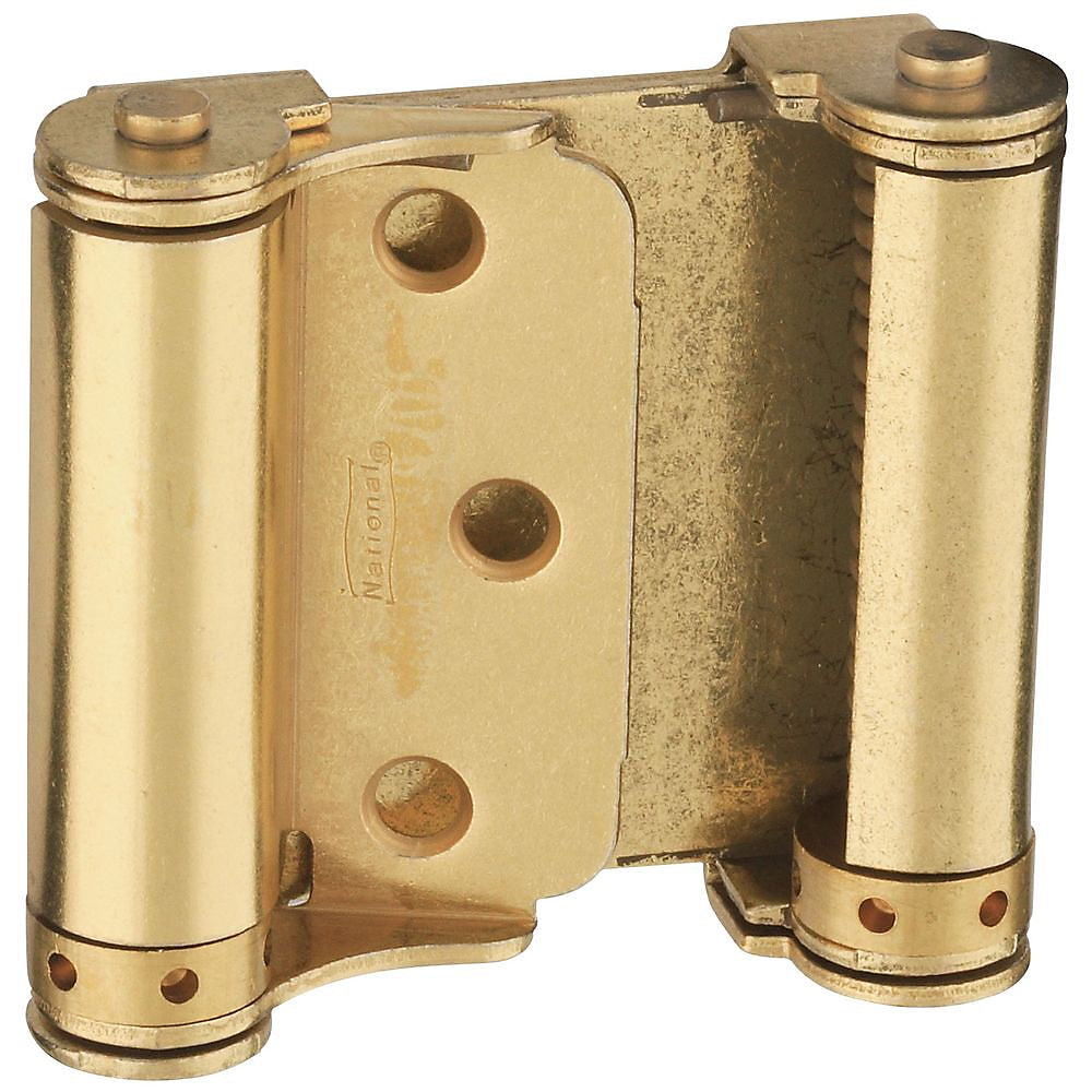 National Hardware N115-303 Spring Hinge, 0.056 in Thick Frame Leaf, Cold Rolled Steel, Brass, Removable Pin
