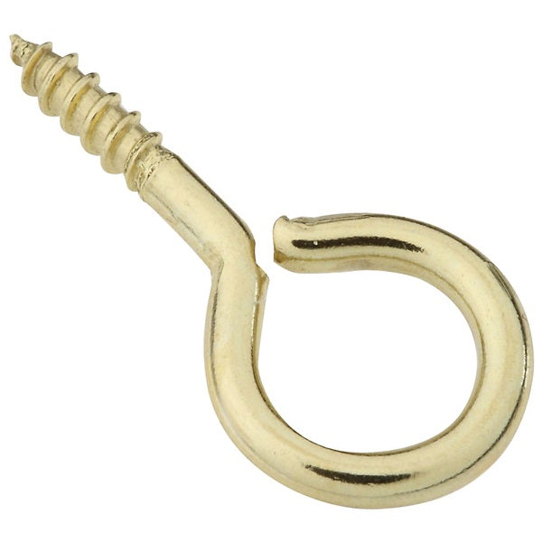 National Hardware N119-305 Screw Eye, #12, 3/8 in L Thread, 1-3/16 in OAL, Brass