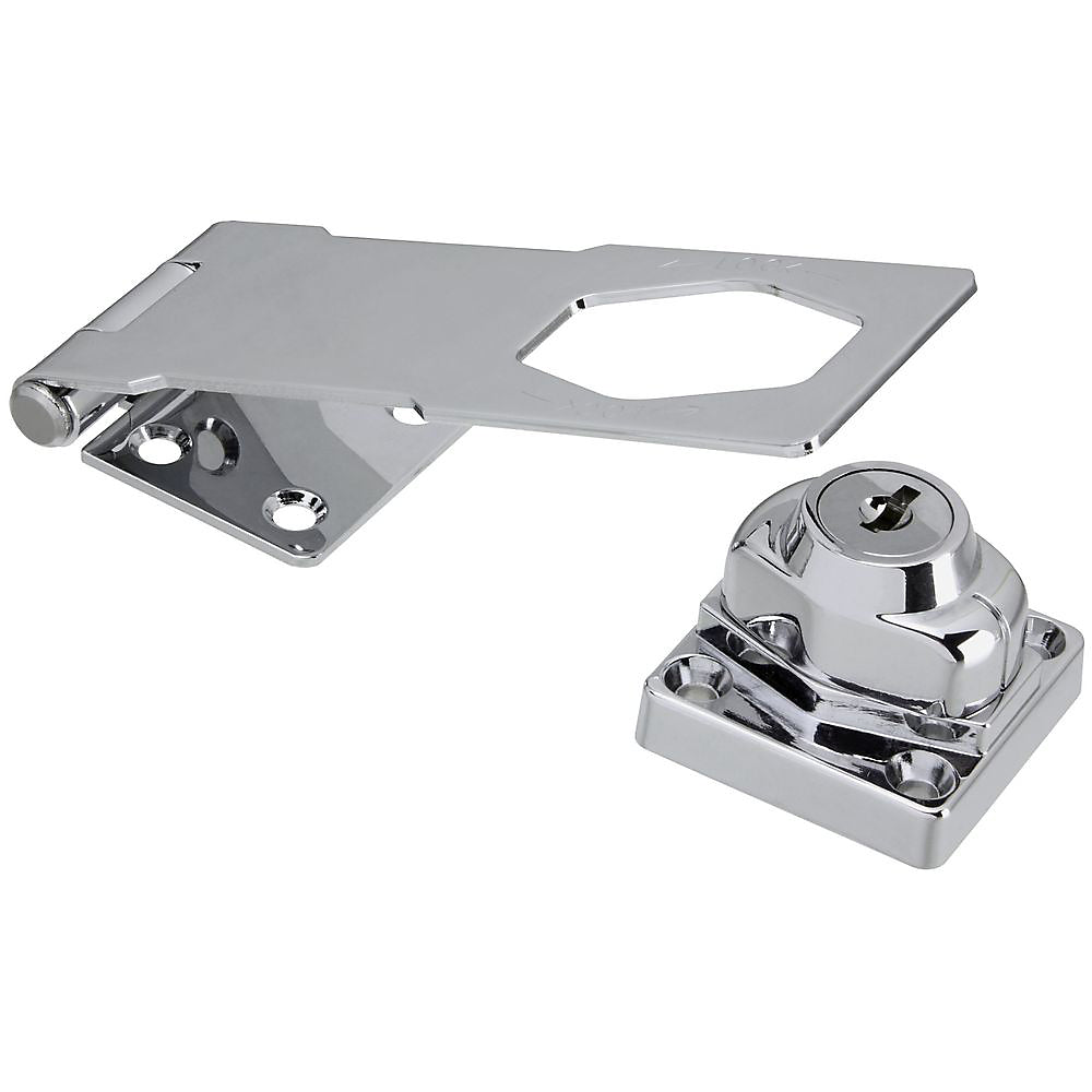 National Hardware V827 Series N183-780 Hasp Lock, 6 in L, Brass/Steel, Chrome