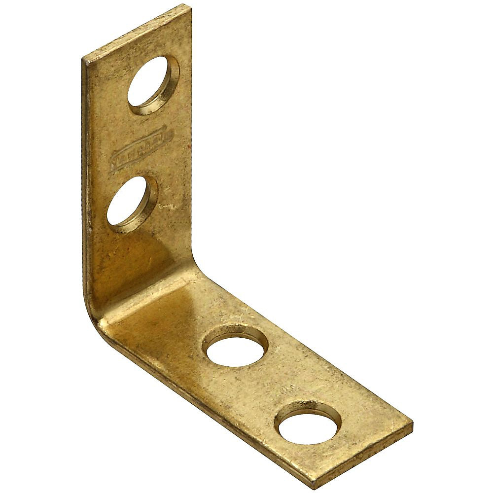 National Hardware V115 Series N190-827 Corner Brace, 1-1/2 in L, 5/8 in W, 1-1/2 in H, Steel, Brass, 0.08 Thick Material