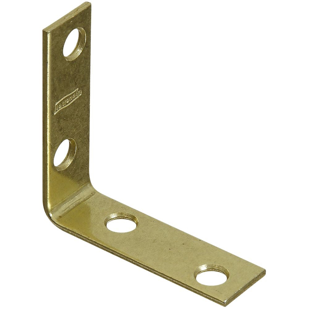 National Hardware V115 Series N190-835 Corner Brace, 2 in L, 5/8 in W, 2 in H, Steel, Brass, 0.08 Thick Material