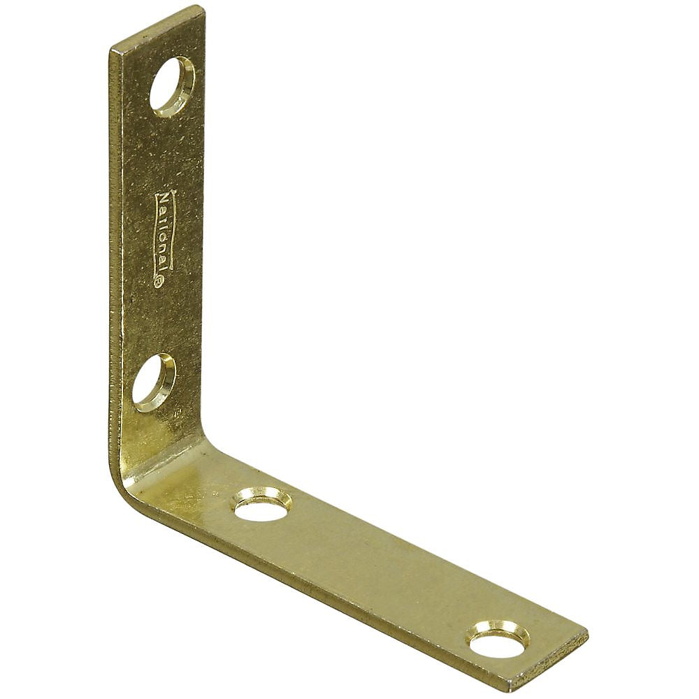 National Hardware V115 Series N190-843 Corner Brace, 2-1/2 in L, 5/8 in W, 2-1/2 in H, Steel, Brass, 0.1 Thick Material