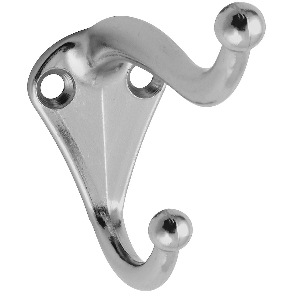 National Hardware V160 N192-781 Coat and Hat Hook, 35 lb, 2-Hook, Zinc, Nickel