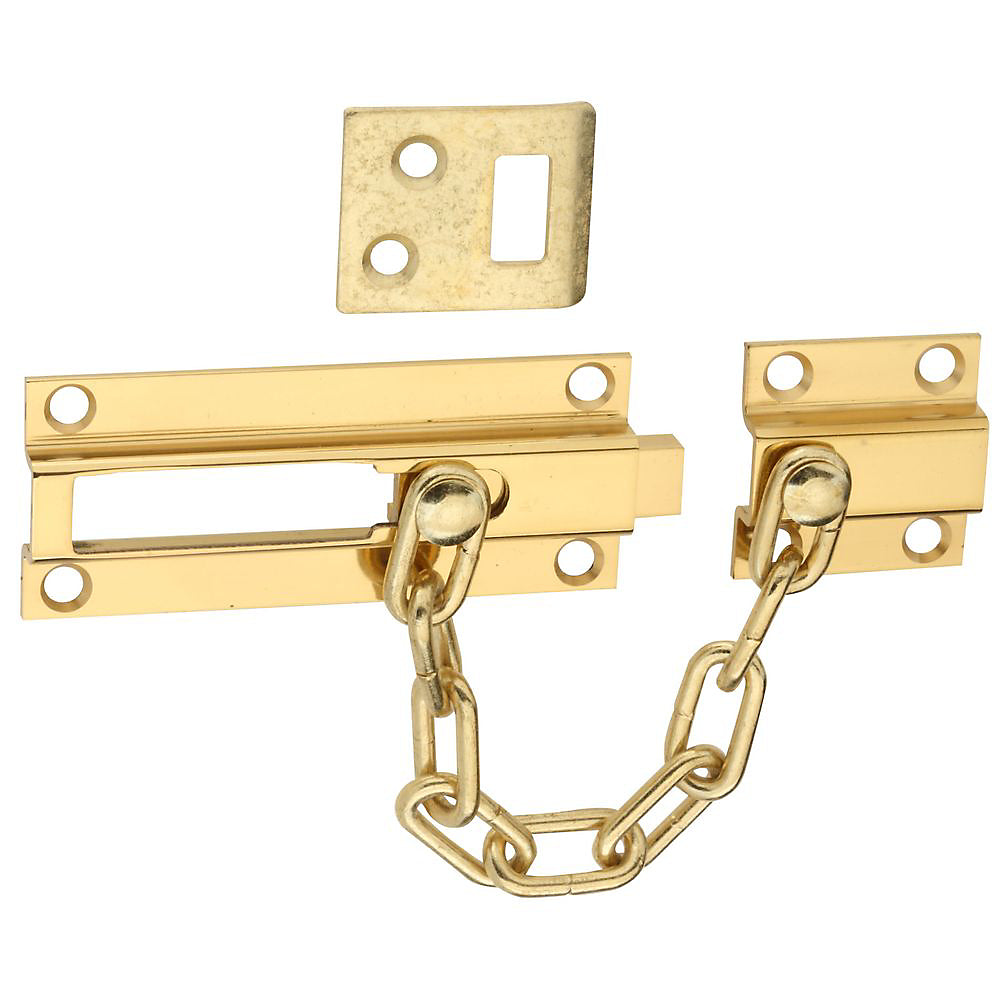 National Hardware V1927 Series N198-036 Deadbolt and Chain Guard, Brass/Steel, Polished Brass