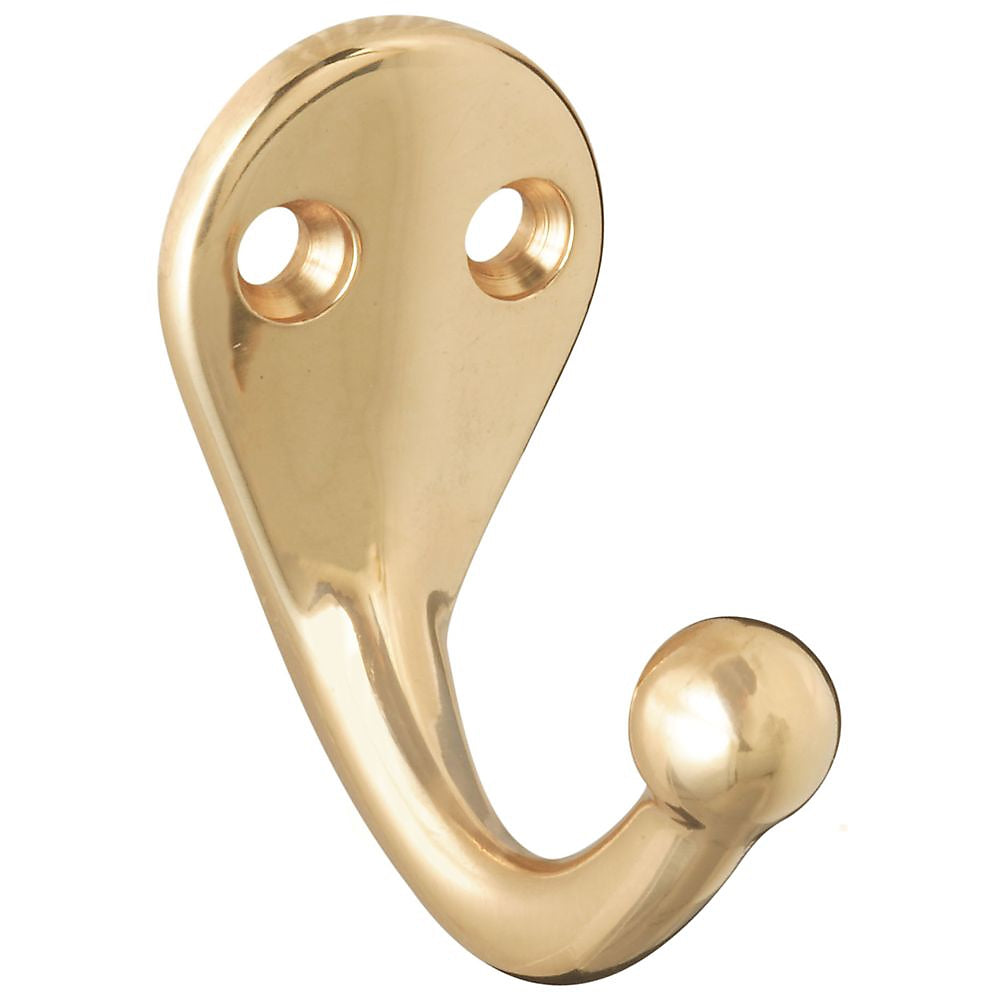 National Hardware V1962 N198-119 Coat and Hat Hook, 125 lb, 1-Hook, Brass, Brass