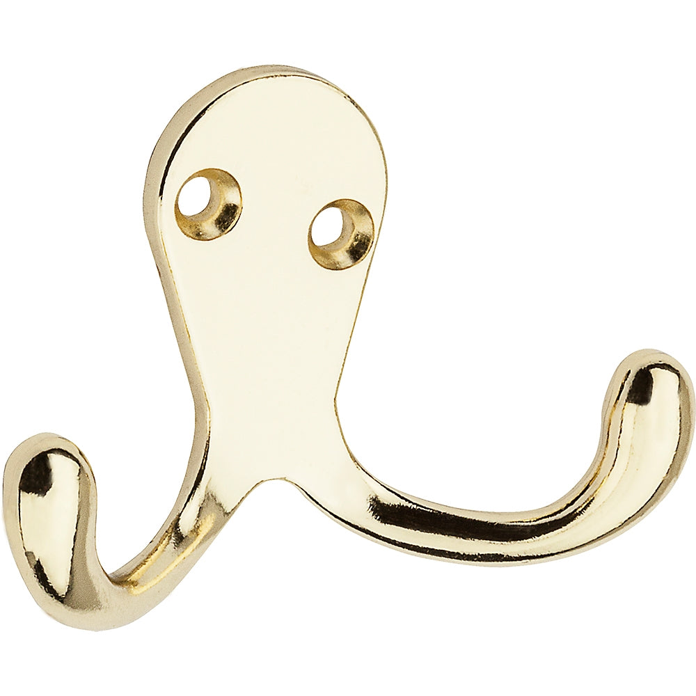 National Hardware V163 N199-224 Cloth Hook, 35 lb, 2-Hook, Zinc, Brass