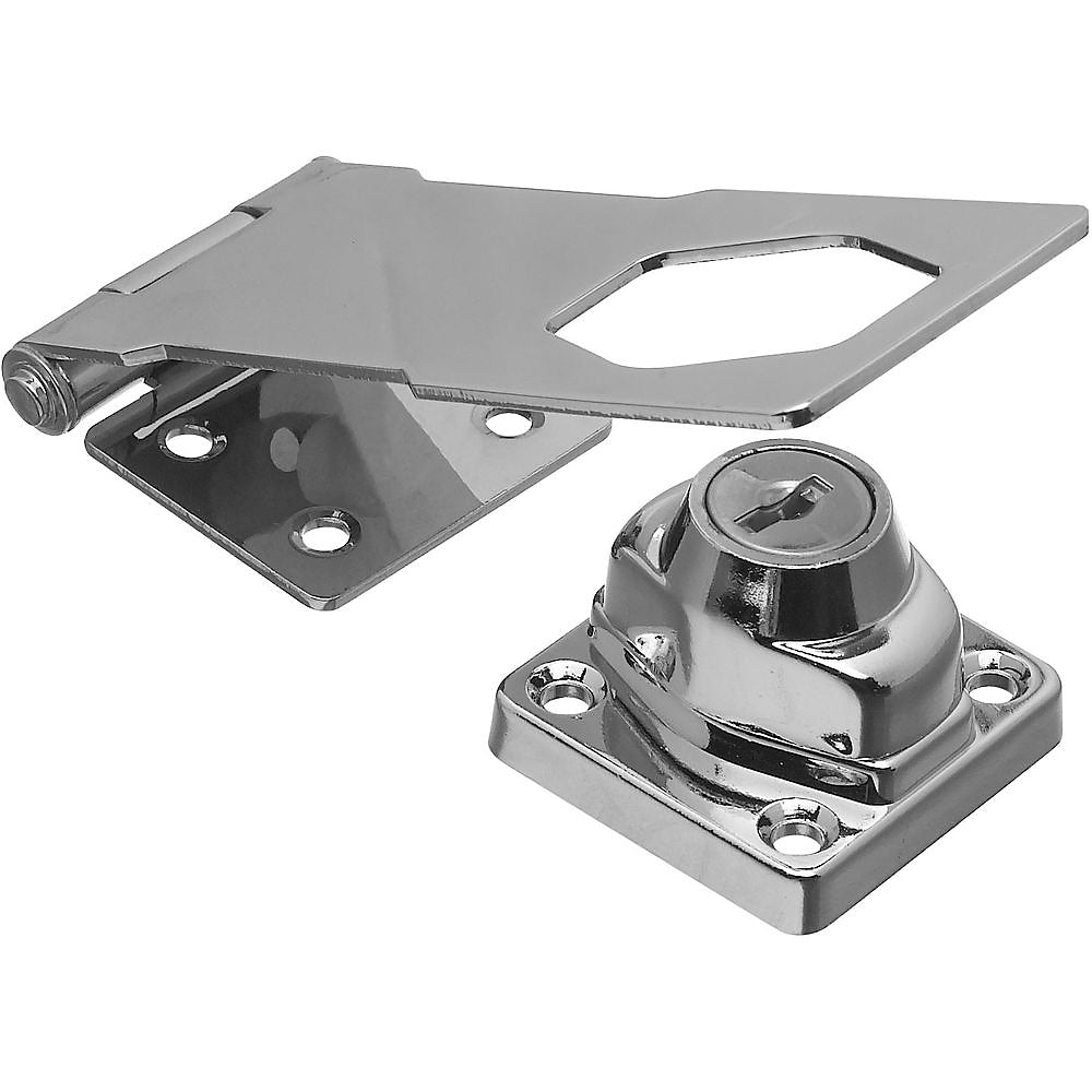 National Hardware VKA827 Series N206-953 Hasp Lock, 4-1/2 in L, Brass/Steel, Chrome