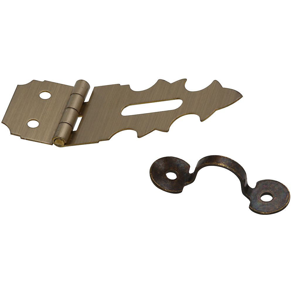 National Hardware V1824 Series N211-474 Decorative Hasp, 1-7/8 in L, 5/8 in W, Solid Brass, Antique Brass