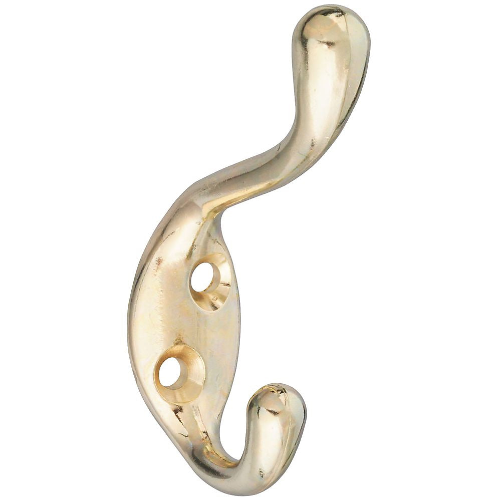 National Hardware V166 N248-229 Coat and Hat Hook, 75 lb, Zinc, Brass