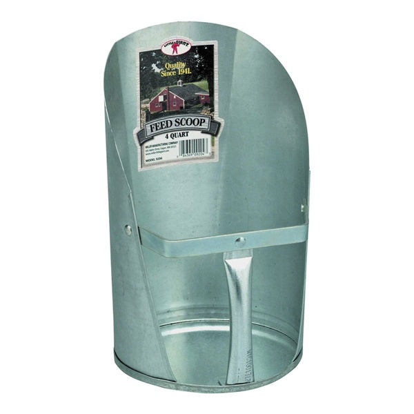 Little Giant 9204 Feed Scoop, 4 qt Capacity, Steel, Galvanized, 6-3/4 in L
