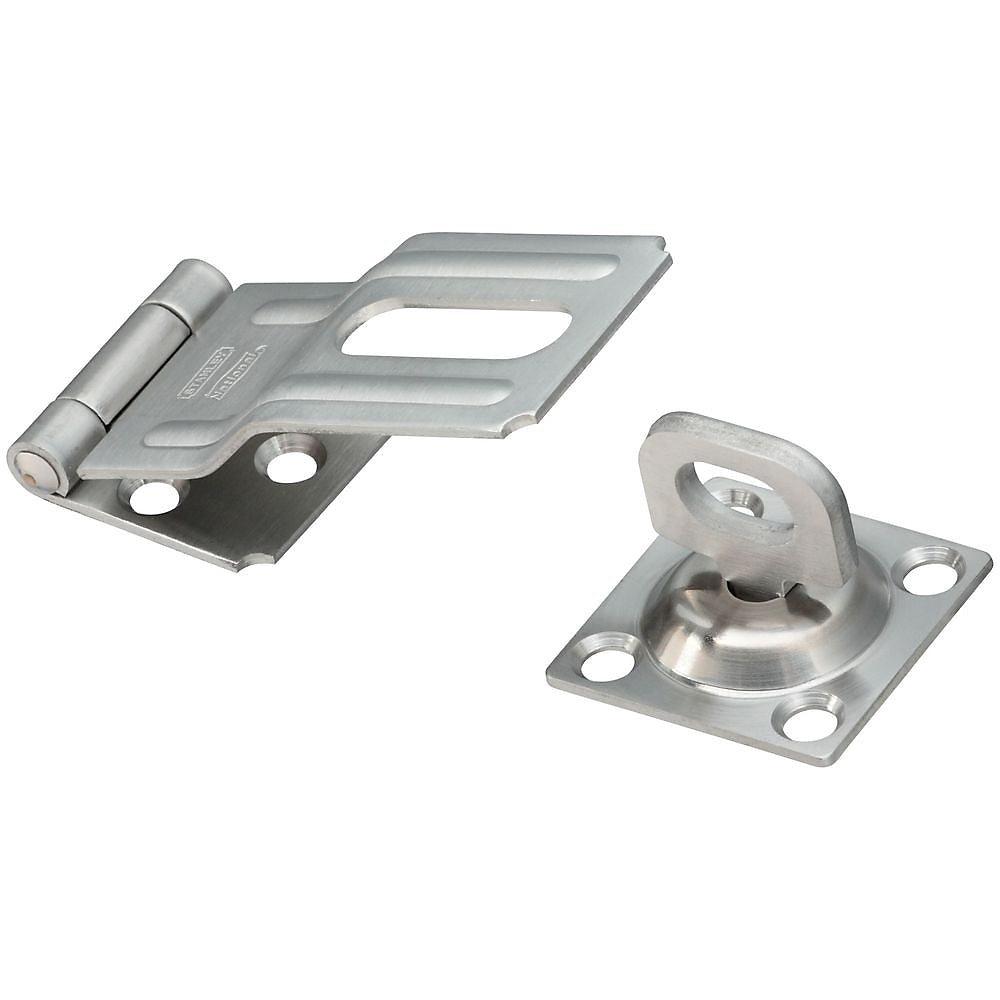 National Hardware V39 Series N348-847 Safety Hasp, 3-1/4 in L, Stainless Steel, Swivel Staple