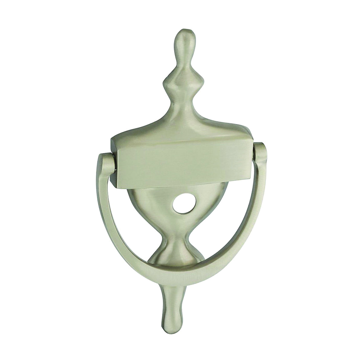 National Hardware V1914V Series N325-340 Door Knocker, Brass, Satin Nickel, 6.31 in Mounting Hole Center to Center