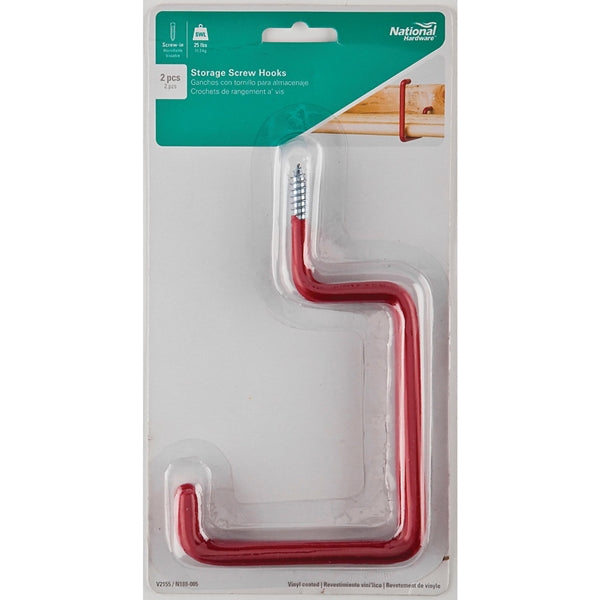 National Hardware V2155 N188-005 Storage Screw Hook, 15 lb, Steel, Red