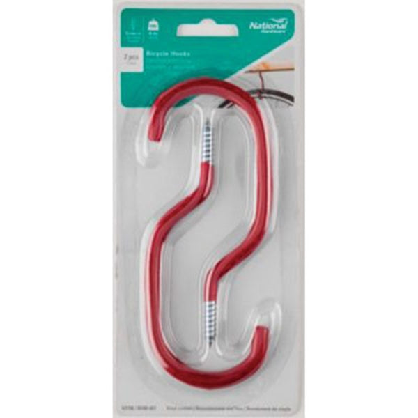 National Hardware V2158 N188-007 Bicycle Hook, 40 lb, Over-The-Door Mounting, Steel, Red