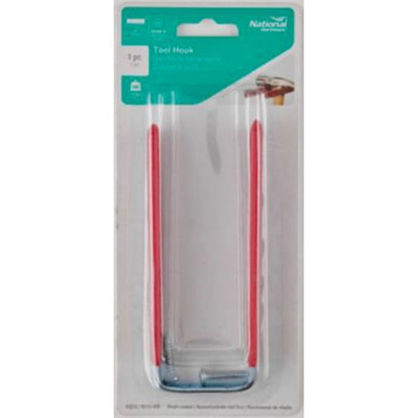 National Hardware V2212 N112-016 Tool Holder Hook, 10 lb, Screw Mounting, Steel, Red