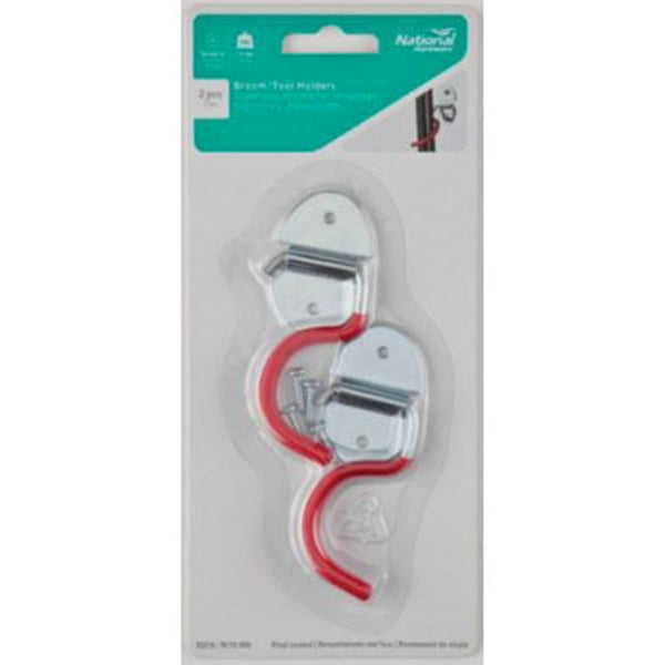 National Hardware V2216 N112-020 Broom and Tool Holder, 15 lb, Screw Mounting, Steel, Red