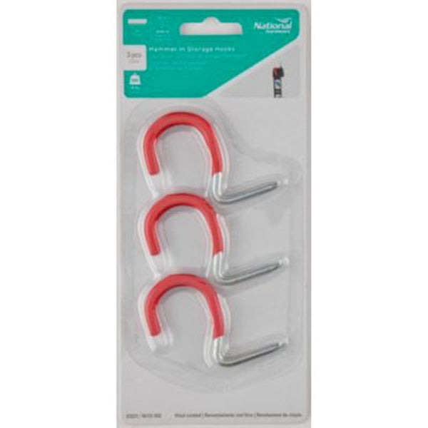 National Hardware V2221 N112-032 Storage Screw Hook, 20 lb, Hammer-In Mounting, Steel, Red