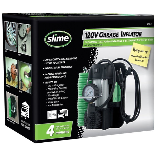 Slime 40045 Garage Tire Inflator, 120 V, 0 to 150 psi Pressure, Dial Gauge