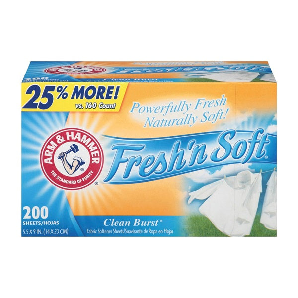 ARM &amp; HAMMER Fresh'n Soft 14997 Dryer Sheet, Clean Burst