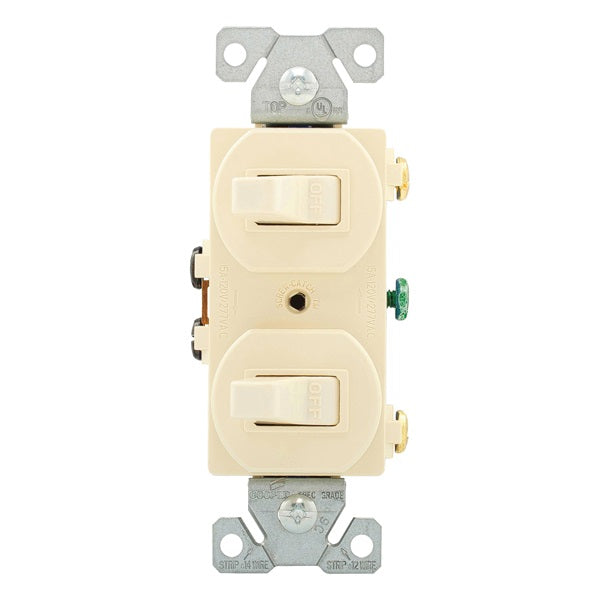 Eaton Wiring Devices 271LA Combination Toggle Switch, 15 A, 120/277 V, Screw Terminal, Steel Housing Material
