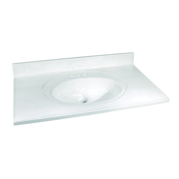 Foremost WW-2237 Vanity Top, 37 in OAL, 22 in OAW, Marble, White, Countertop Edge