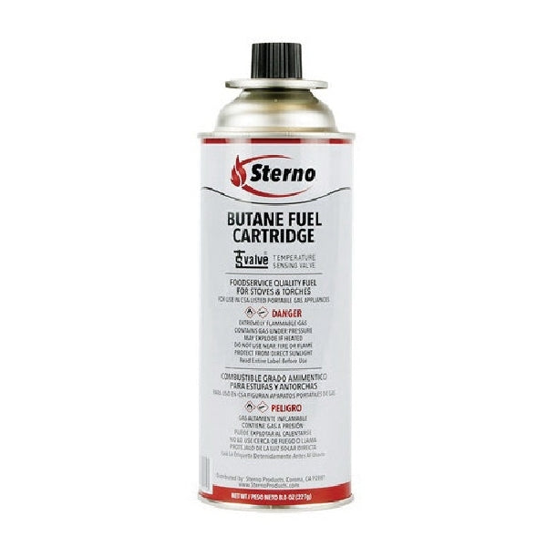Sterno 50190 Butane Fuel Cartridge with TSV, 8 oz Can, 4 hr Burn Time