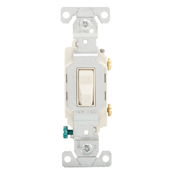 Eaton Wiring Devices CS120LA Toggle Switch, 20 A, 120, 277 VAC, PVC Housing Material, Light Almond