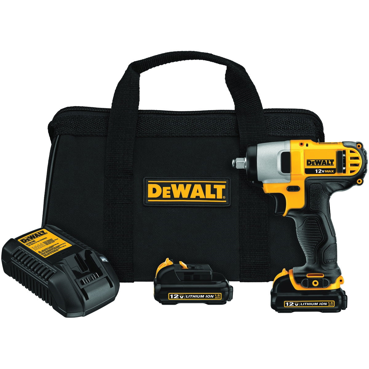 DeWALT DCF813S2 Impact Wrench Kit, Battery Included, 12 V, 1.3 Ah, 3/8 in Drive, Square Drive, 0 to 3400 ipm