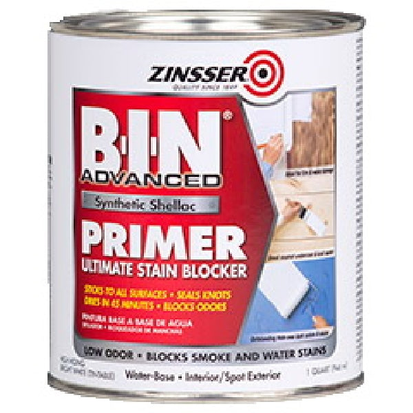 ZINSSER B-I-N 271009 Advanced Synthetic Primer, Flat, Matte, White, 1 qt, Can