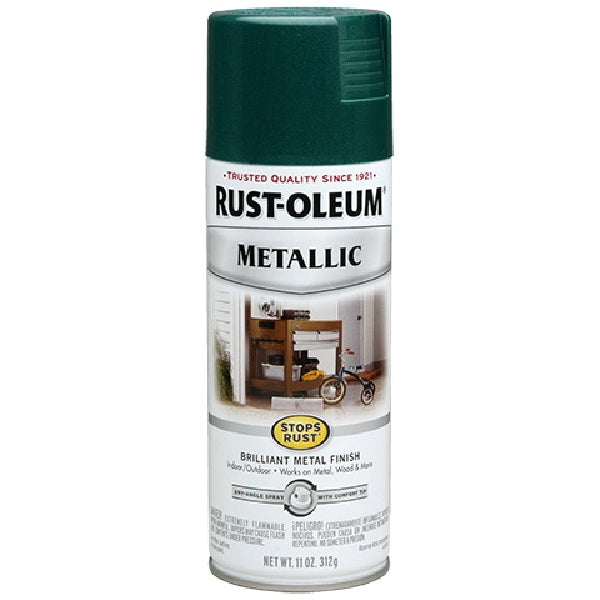 RUST-OLEUM 7252830 Spray Paint, Metallic, Racing Green, 11 oz, Aerosol Can