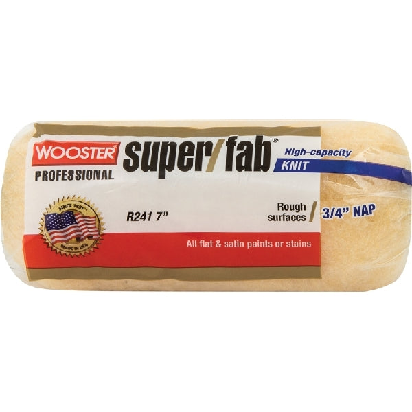 WOOSTER SUPER/FAB R241-7 Paint Roller Cover, 3/4 in Thick Nap, 7 in L, Knit Fabric Cover, Golden Yellow