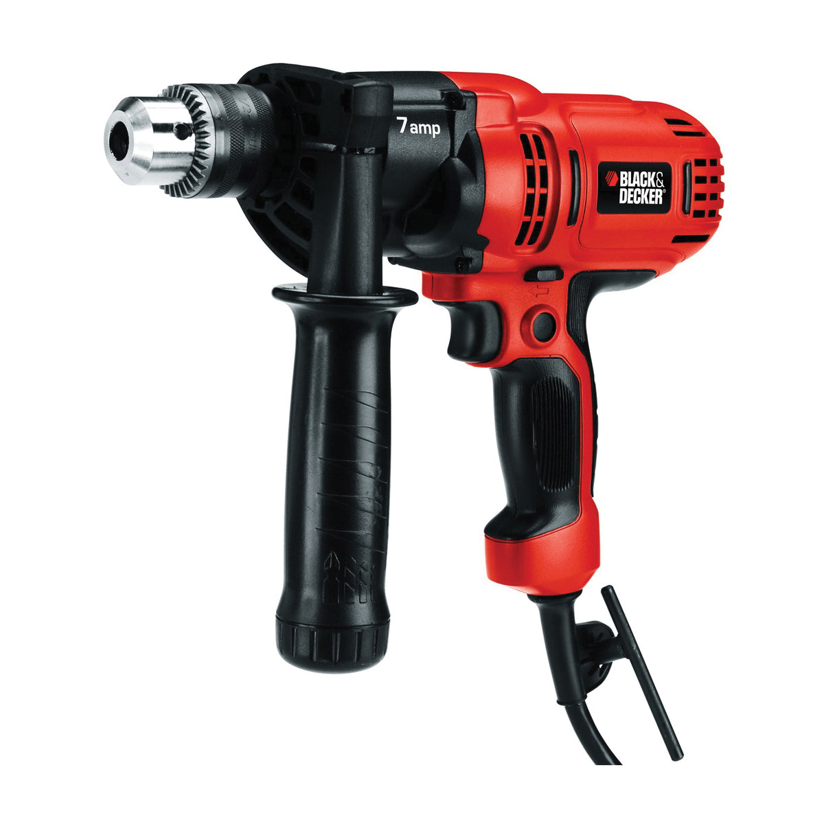 Black+Decker DR560 Drill/Driver, 7 A, 1/2 in Chuck, Keyed Chuck, Includes: (1) Chuck Key and Holder, (1) Side Handle