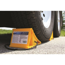 Load image into Gallery viewer, CAMCO 44472 Wheel Stop Chock, Plastic, Yellow, For: 26 in Dia Tires
