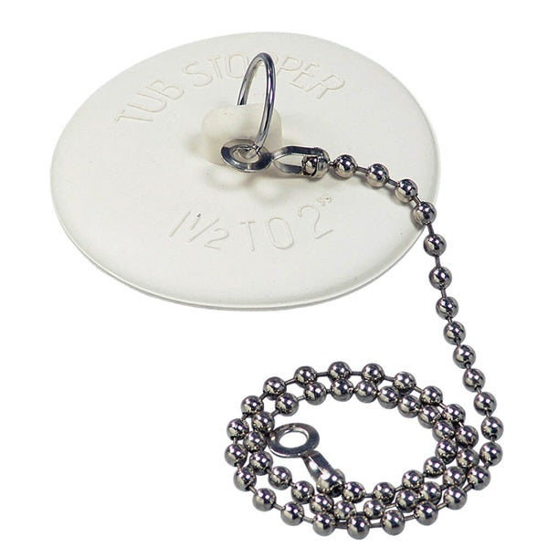 Danco 80783 Tub Stopper, Rubber, White, For: 1-1/2 to 2 in Drain, Universal Sink, Tub/Shower