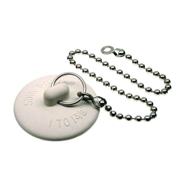 Danco 80784 Sink Stopper, Rubber, White, For: 1 to 1-3/8 in Drain, Universal Sink