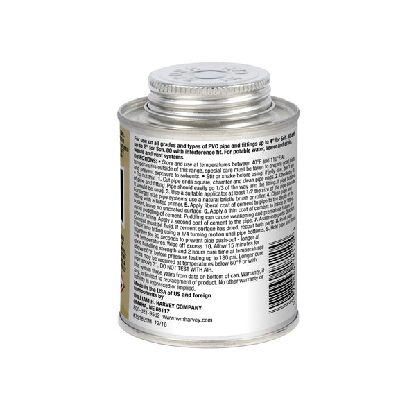 Harvey 018110-24 Solvent Cement, 8 oz Can, Liquid, Clear