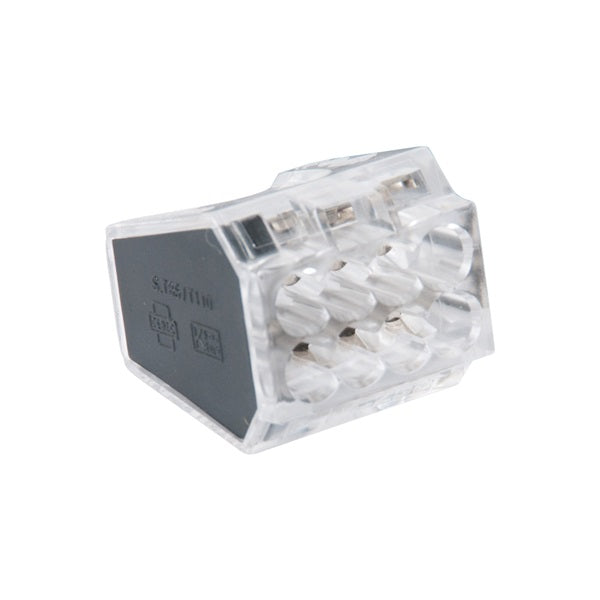 GB PushGard 19-PC8 Wire Connector, 22 to 12 AWG Wire, Copper Contact, Polycarbonate Housing Material, Black/Clear